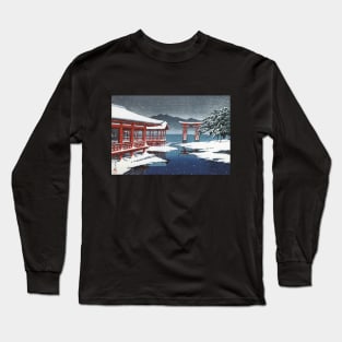 The Miyajima Shrine in Snow by Kawase Hasui Long Sleeve T-Shirt